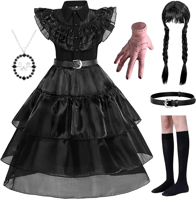 10 Fun and Creative TV Movie-Inspired Kids Halloween Costumes 161 Wednesday Addams kids costume